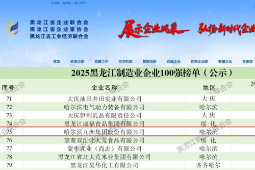 喜報！九洲集團連續(xù)七年躋身龍江雙百強 以穩(wěn)健發(fā)展續(xù)寫榮譽篇章